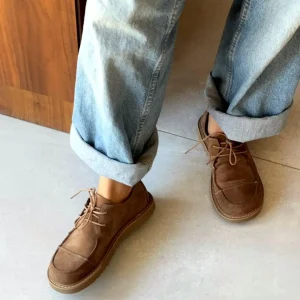 Wide Toe Box Leather Sneakers Handmade Women Suede